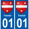 01 Tossiat ville autocollant plaque sticker