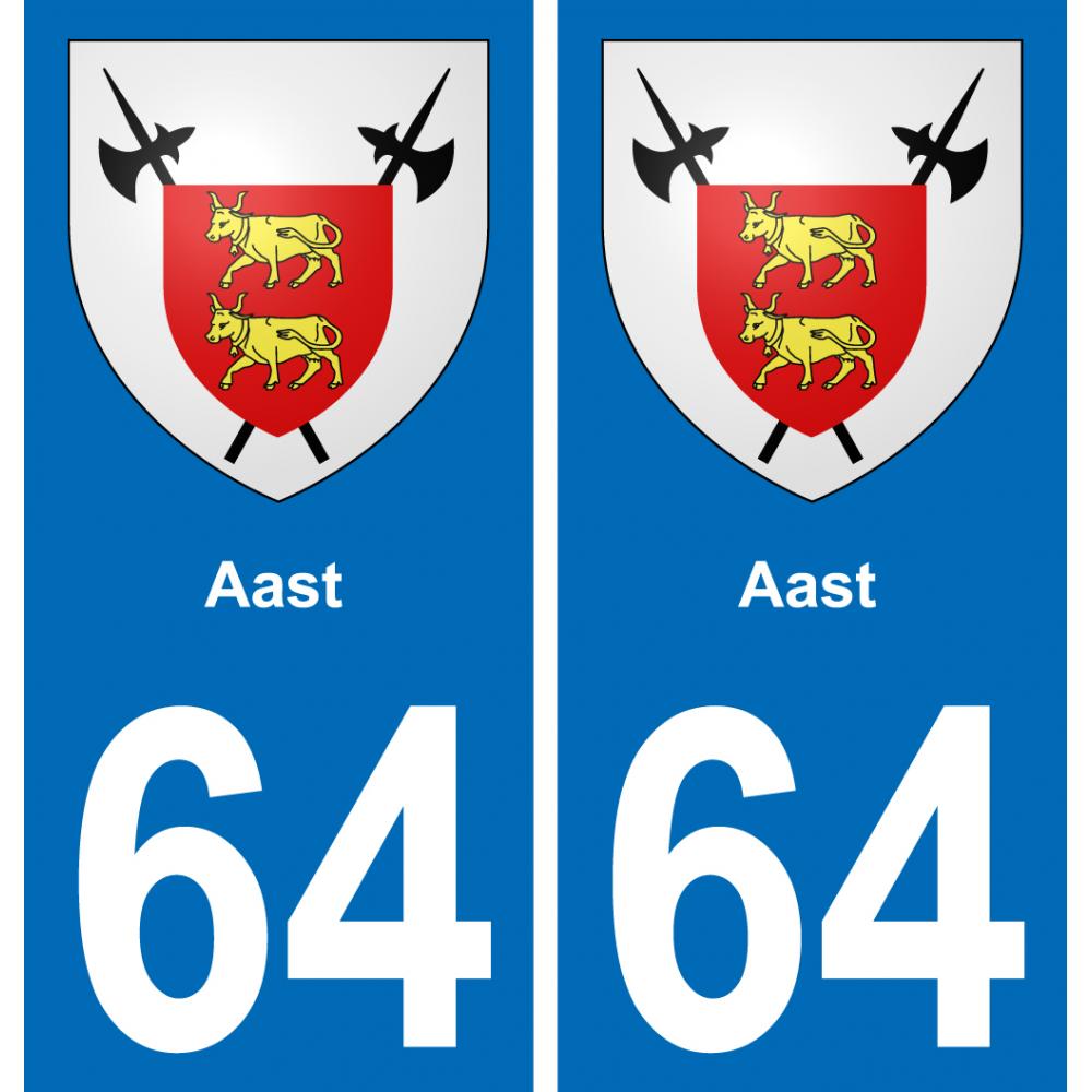 64 Aast blason autocollant plaque stickers ville