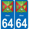 64 Abos escudo de armas de la etiqueta engomada de la placa de pegatinas de la ciudad