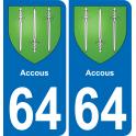 64 Accous coat of arms sticker plate stickers city