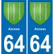 64 Accous coat of arms sticker plate stickers city