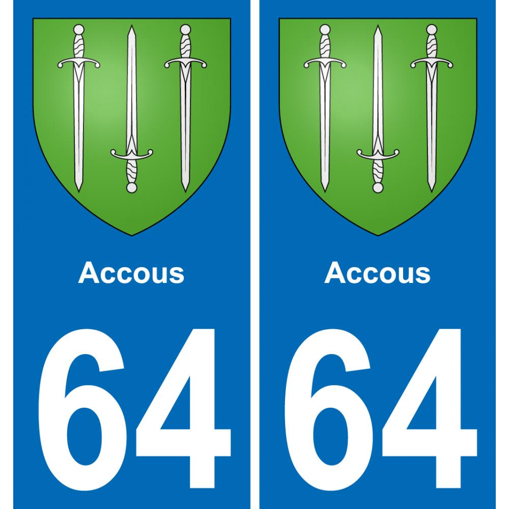 64 Accous coat of arms sticker plate stickers city