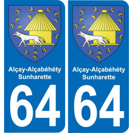 64 Alçay-Alçabéhéty-Sunharette blason autocollant plaque stickers ville