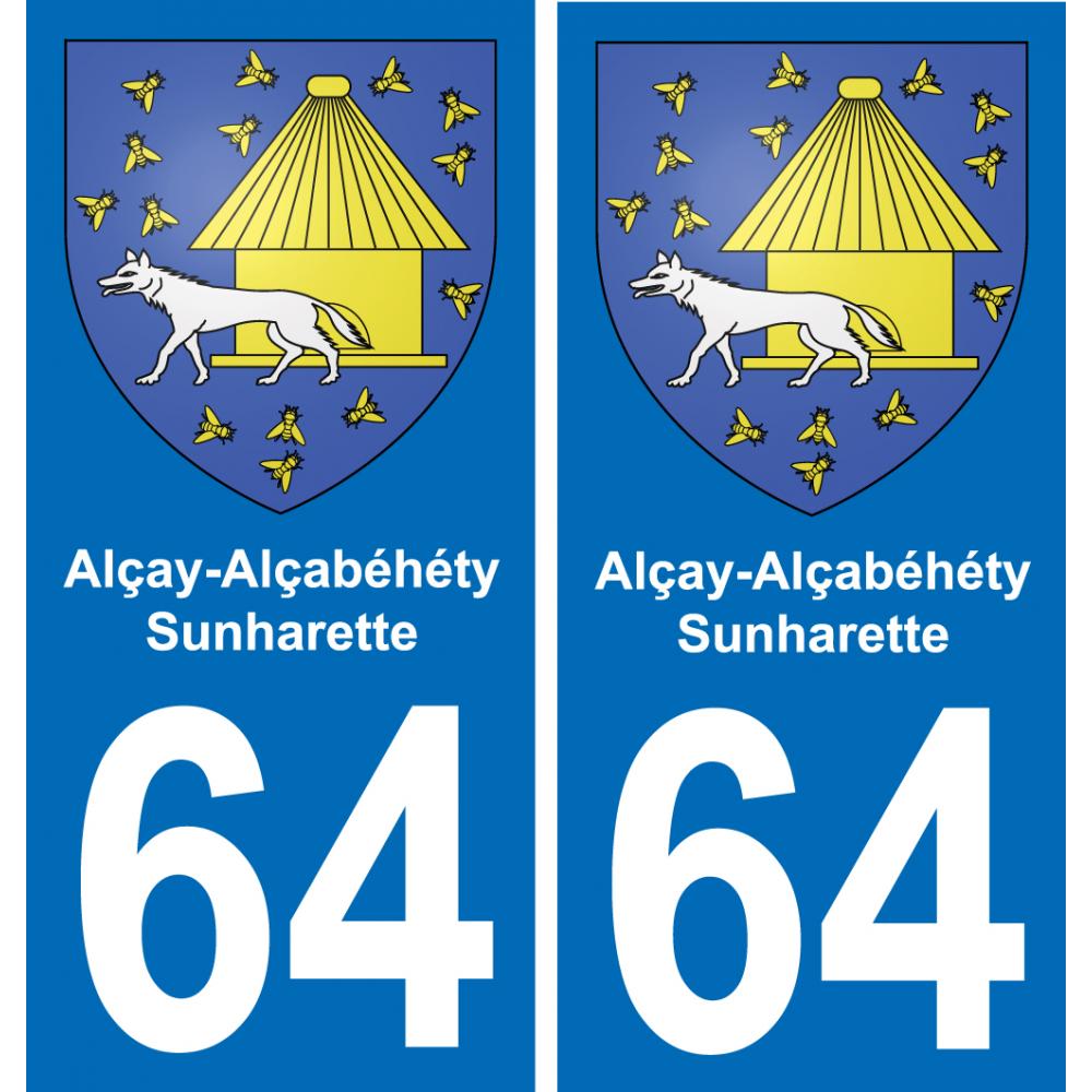 64 Alçay-Alçabéhéty-Sunharette blason autocollant plaque stickers ville