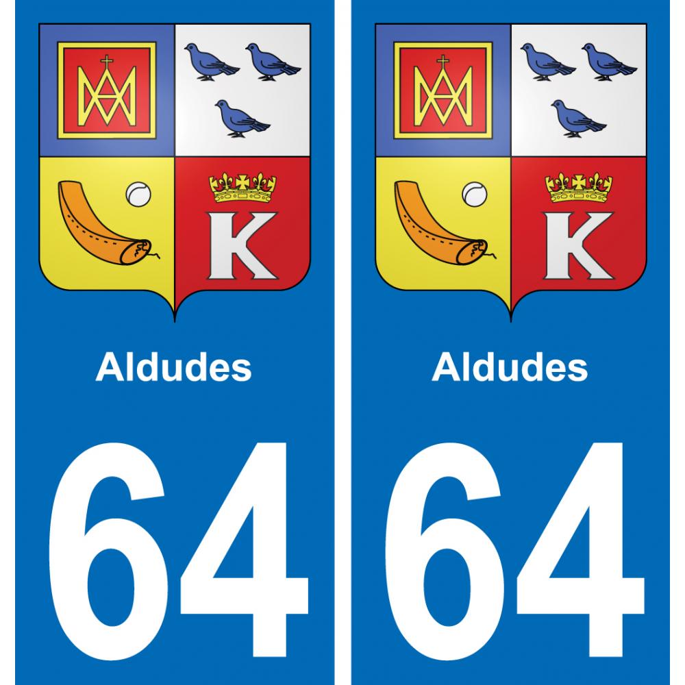 64 Aldudes blason autocollant plaque stickers ville