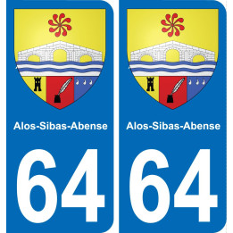 64 Alos-Sibas-Abense coat of arms sticker plate stickers city