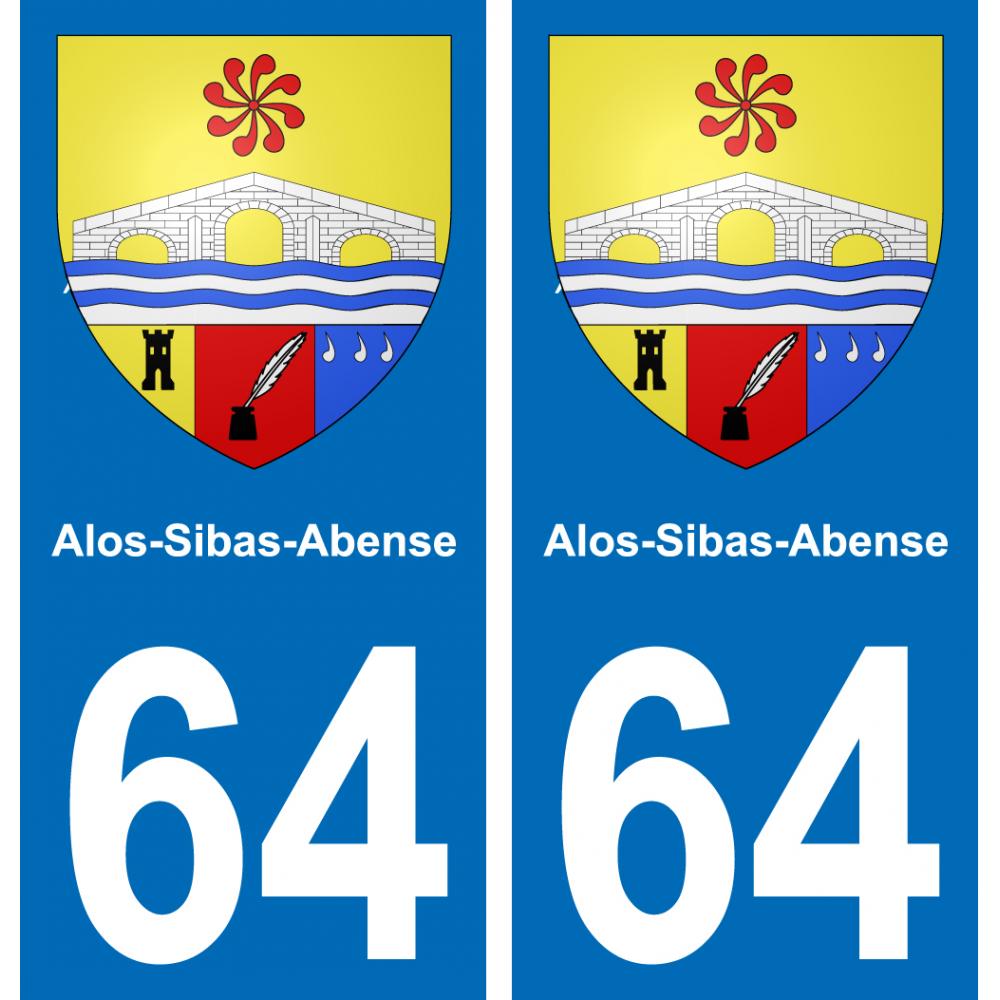 64 Alos-Sibas-Abense escudo de armas de la etiqueta engomada de la placa de pegatinas de la ciudad
