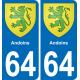 64 Andoins wappen aufkleber typenschild aufkleber stadt
