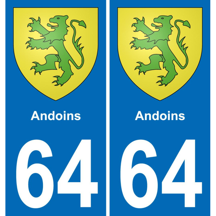 64 Andoins escudo de armas de la etiqueta engomada de la placa de pegatinas de la ciudad