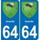 64 Aramits blason autocollant plaque stickers ville