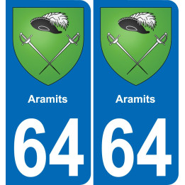 64 Aramits escudo de armas de la etiqueta engomada de la placa de pegatinas de la ciudad