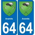 64 Aramits blason autocollant plaque stickers ville