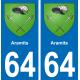 64 Aramits coat of arms sticker plate stickers city