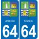 64 Arancou blason autocollant plaque stickers ville