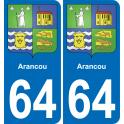 64 Arancou coat of arms sticker plate stickers city