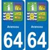 64 Arancou blason autocollant plaque stickers ville