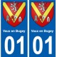 01 Vaux-en-Bugey ville autocollant plaque sticker