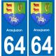 64 Araujuzon blason autocollant plaque stickers ville