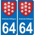 64 Arbérats-Sillègue coat of arms sticker plate stickers city