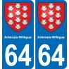 64 Arbérats-Sillègue blason autocollant plaque stickers ville