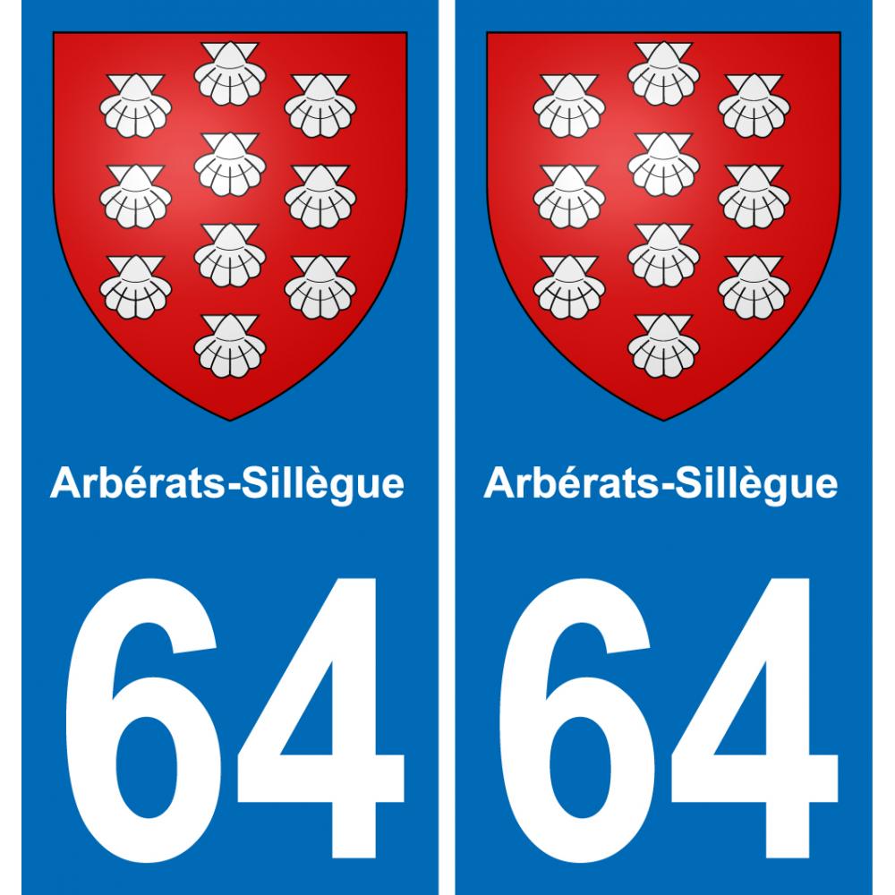 64 Arbérats-Sillègue coat of arms sticker plate stickers city