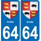 64 Arette coat of arms sticker plate stickers city