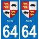 64 Arette coat of arms sticker plate stickers city