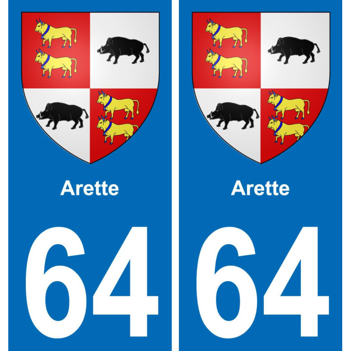 64 Arette escudo de armas de la etiqueta engomada de la placa de pegatinas de la ciudad