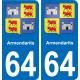 64 Armendarits blason autocollant plaque stickers ville