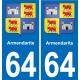 64 Armendarits blason autocollant plaque stickers ville