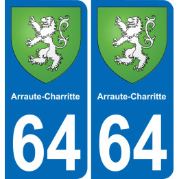64 Arraute-Charritte coat of arms sticker plate stickers city