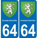 64 Arraute-Charritte coat of arms sticker plate stickers city