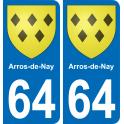 64 Arros-de-Nay coat of arms sticker plate stickers city