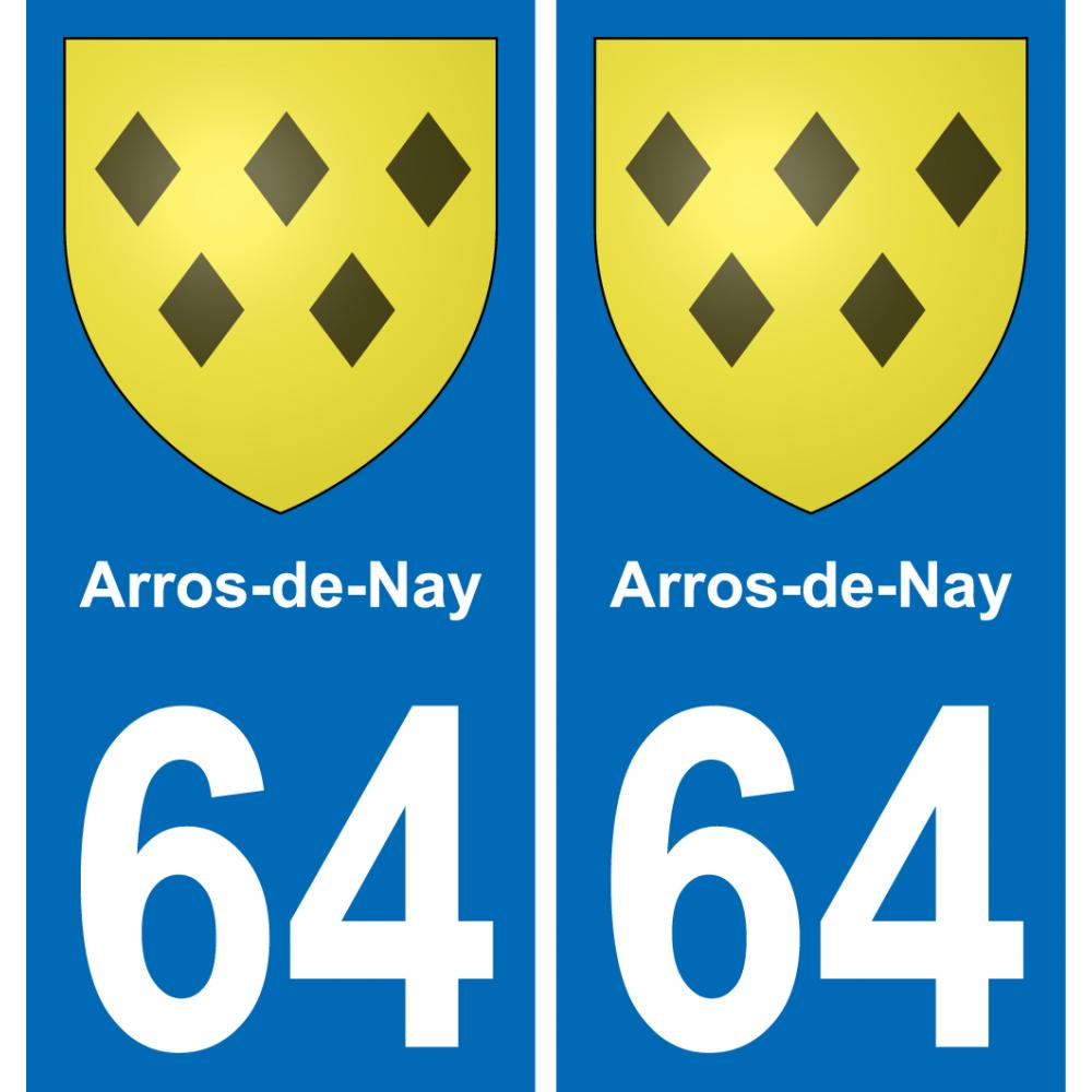 64 Arros-de-Nay blason autocollant plaque stickers ville