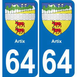 64 Artix escudo de armas de la etiqueta engomada de la placa de pegatinas de la ciudad