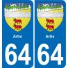 64 Artix stemma adesivo piastra adesivi città