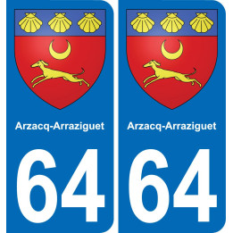 64 Arzacq-Arraziguet blason autocollant plaque stickers ville