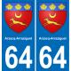64 Arzacq-Arraziguet stemma adesivo piastra adesivi città
