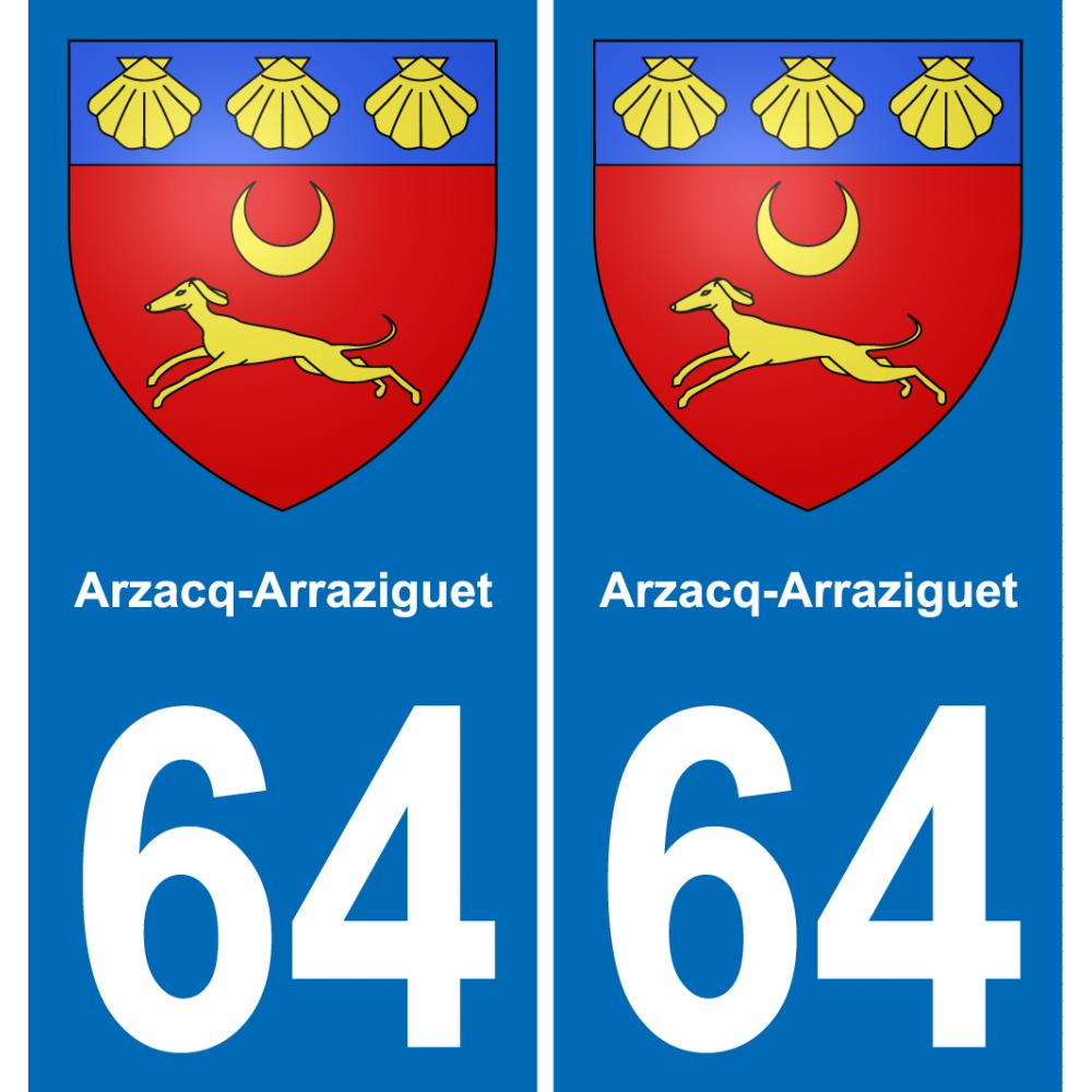 64 Arzacq-Arraziguet coat of arms sticker plate stickers city