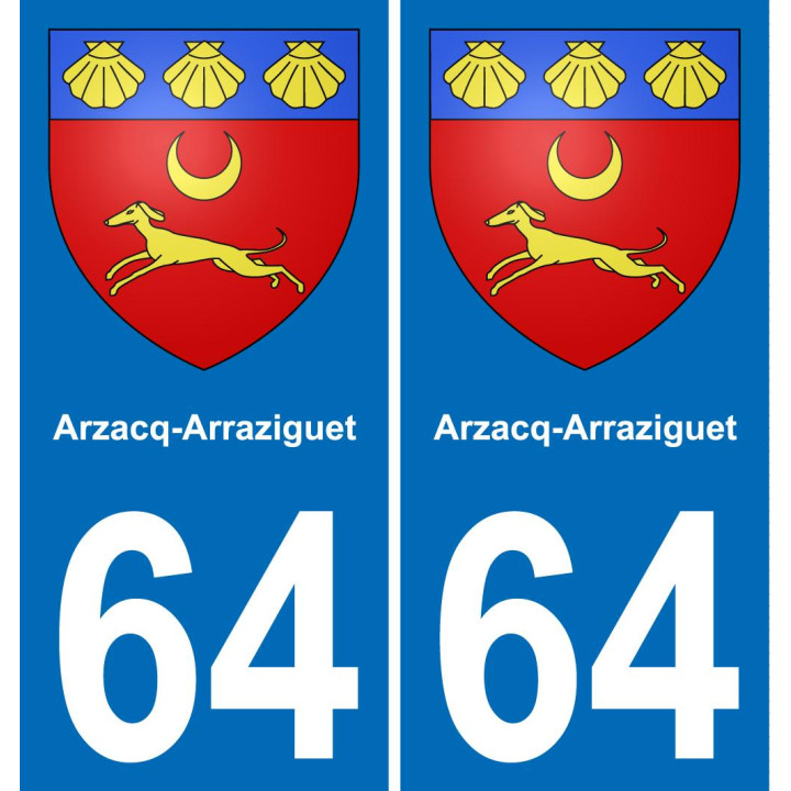 64 Arzacq-Arraziguet coat of arms sticker plate stickers city