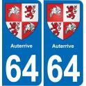 64 Auterrive coat of arms sticker plate stickers city