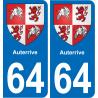 64 Auterrive blason autocollant plaque stickers ville