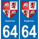 64 Auterrive blason autocollant plaque stickers ville