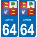 64 Ayherre blason autocollant plaque stickers ville