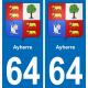 64 Ayherre coat of arms sticker plate stickers city