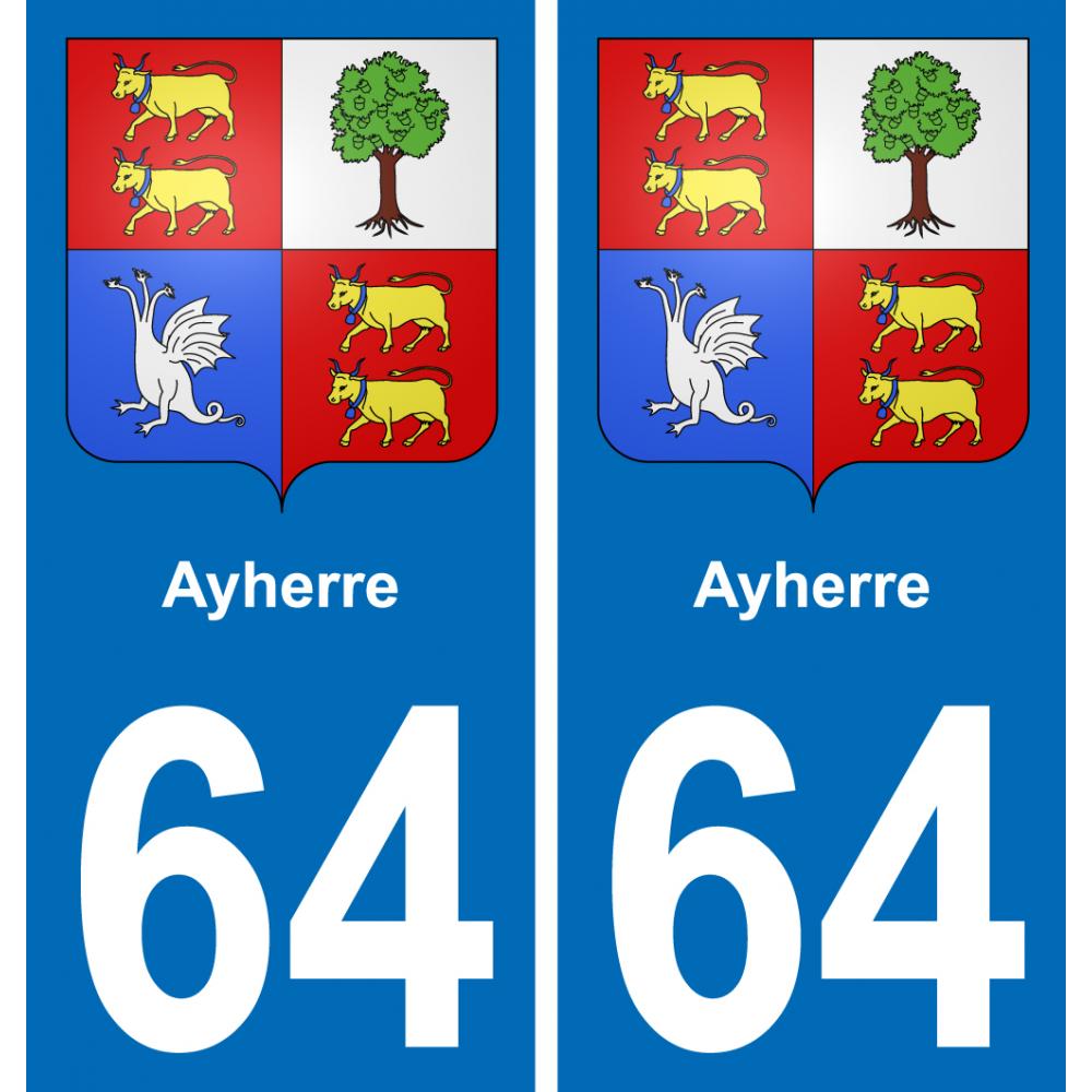 64 Ayherre blason autocollant plaque stickers ville