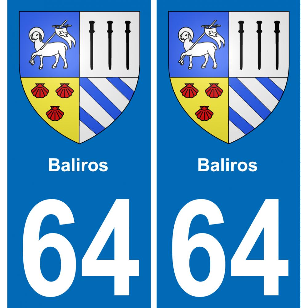 64 Baliros blason autocollant plaque stickers ville