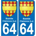 64 Bastide-Clairence (La) coat of arms sticker plate stickers city