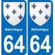 64 Béhorléguy coat of arms sticker plate stickers city