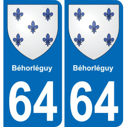 64 Béhorléguy blason autocollant plaque stickers ville